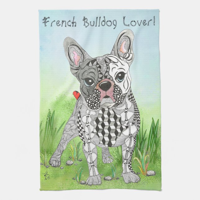 Cute French Bulldog Lover Kitchen Towel (Vertical)