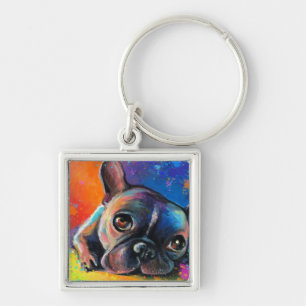 Cute French Bulldog painting Svetlana Novikova Key Ring