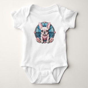 Cute French Bulldog Pastel Stained Glass Baby Bodysuit