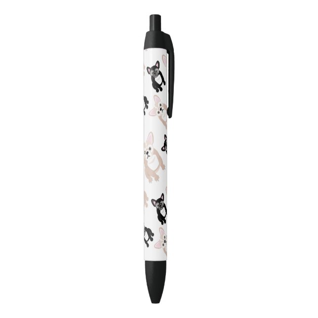 Cute French Bulldog Pattern Black Ink Pen (Bottom (Vertical))