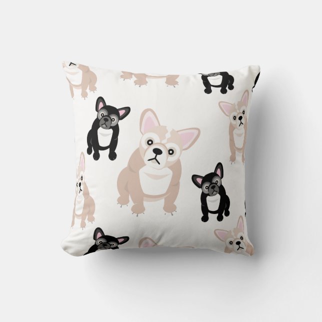 Cute French Bulldog Pattern Cushion (Front)