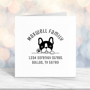 Cute French Bulldog Peeking Arch Family Address Self-inking Stamp
