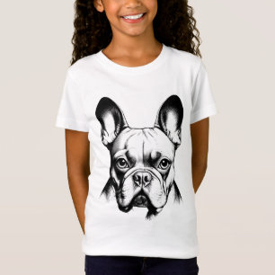 Cute French Bulldog Pencil Sketch Girls T-Shirt