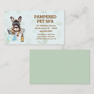 Cute French Bulldog Pet Groomer Spa Business Card
