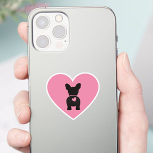 Cute French Bulldog Pink Heart Tail Vinyl Sticker