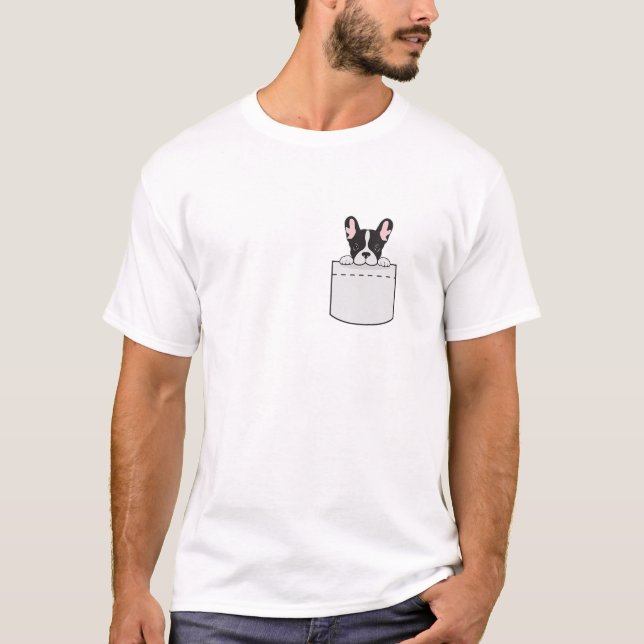 Cute French Bulldog Pocket: Bully Owner Dog T-Shirt (Front)