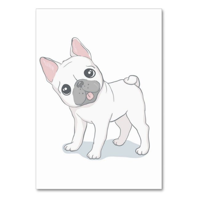 Cute French Bulldog Portrait | Dog Lover Table Number (Front)