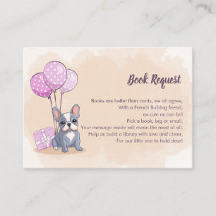 Cute French Bulldog Pup Pink Balloons Book Request Enclosure Card