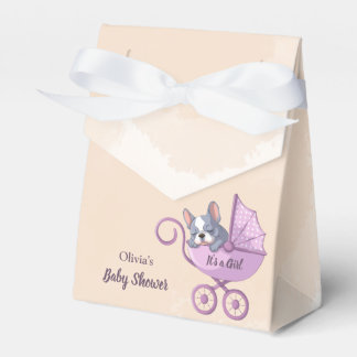 Cute French Bulldog Pup Pink Stroller Baby Shower Favour Box