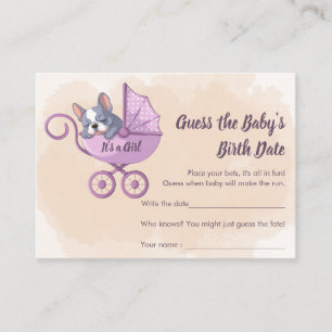 Cute French Bulldog Pup Pink Stroller Guess Date Enclosure Card