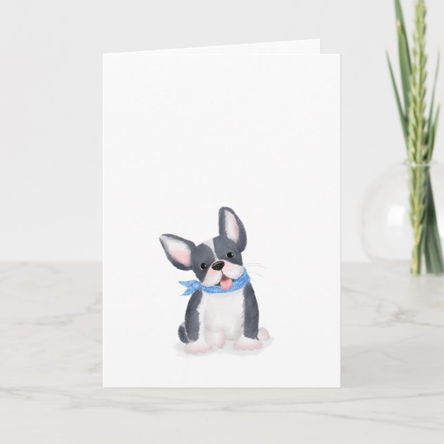 Cute French bulldog puppy blank card (Front)