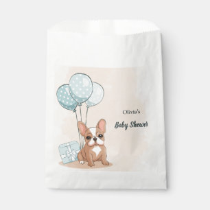 Cute French Bulldog Puppy Blue Balloon Baby Shower Favour Bags