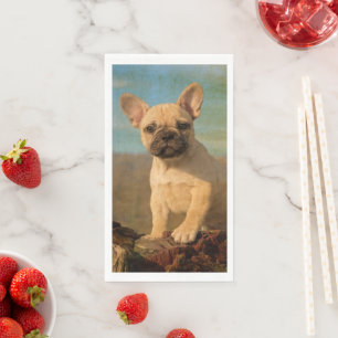 Cute French Bulldog Puppy - Funny Dog Head Photo - Napkin
