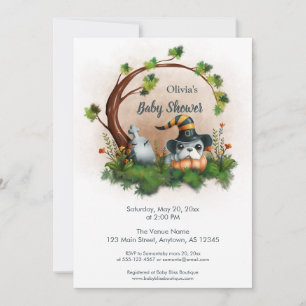 Cute French Bulldog Puppy Halloween Baby Shower Invitation