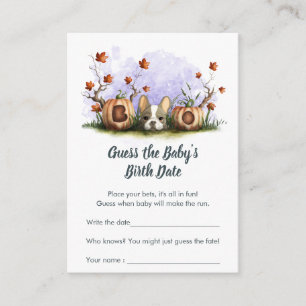 Cute French Bulldog Puppy Halloween Guess Date Enclosure Card