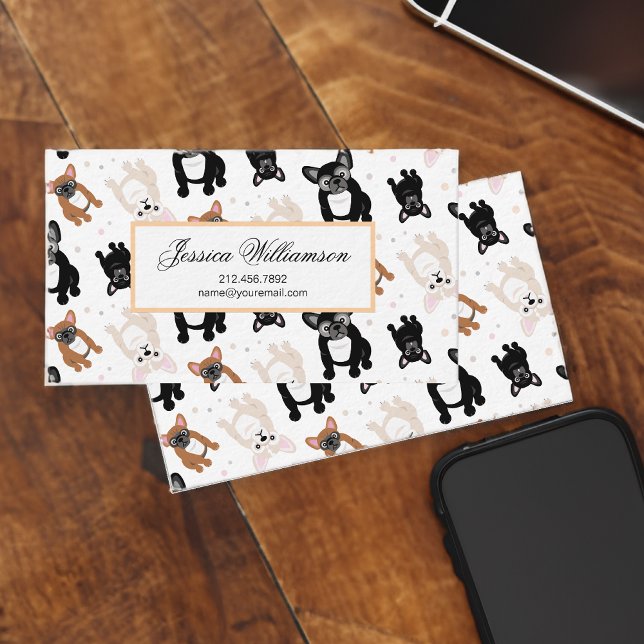 Cute French Bulldog Puppy Pattern Business Card (Creator Uploaded)