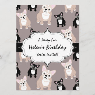 Cute French Bulldog Puppy Pattern Invitation