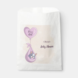Cute French Bulldog Puppy Pink Heart Baby Shower Favour Bags