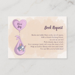 Cute French Bulldog Puppy Pink Heart Book Request Enclosure Card