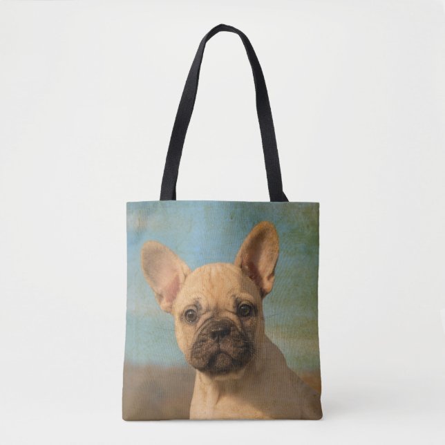 Cute French Bulldog Puppy Portrait Photo - Tote Bag (Front)