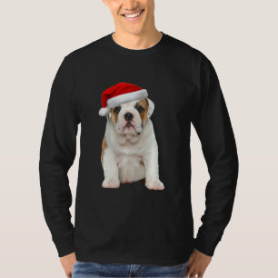 Cute French Bulldog Puppy Santa Hat Frenchie Chris T-Shirt