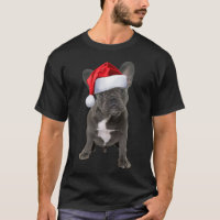 Cute French Bulldog Puppy Santa Hat Fun Christmas