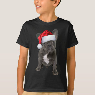 Cute French Bulldog Puppy Santa Hat Fun Christmas T-Shirt