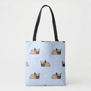 Cute french bulldog puppy sleeping seamless patter tote bag