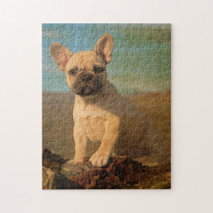 Cute French Bulldog puppy, vintage Jigsaw Puzzle