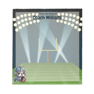 Cute French bulldog quarterback stadium cartoon Notepad