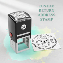 Cute French Bulldog Round Return Address Stamp