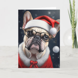 Cute French Bulldog Santa Christmas Holiday Design Card