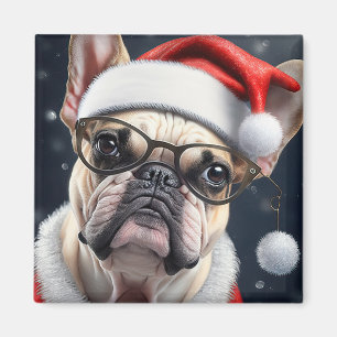 Cute French Bulldog Santa Christmas Holiday Design Magnet