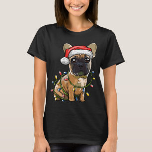 Cute French Bulldog Santa Christmas Tree Lights Xm T-Shirt