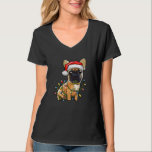 Cute French Bulldog Santa Christmas Tree Lights Xm T-Shirt<br><div class="desc">Cute French Bulldog Santa Christmas Tree Lights Xmas</div>