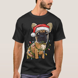 Cute French Bulldog Santa Christmas Tree Lights Xm T-Shirt