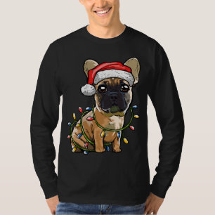 Cute French Bulldog Santa Christmas Tree Lights Xm T-Shirt