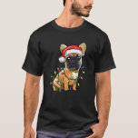 Cute French Bulldog Santa Christmas Tree Lights Xm T-Shirt<br><div class="desc">Cute French Bulldog Santa Christmas Tree Lights Xmas</div>