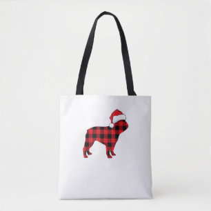 Cute French Bulldog Santa Hat Christmas Red Plaid  Tote Bag