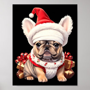 Cute French Bulldog Santa Hat Merry Christmas T Sh Poster