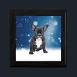 Cute French Bulldog Snow Stars Blue Christmas Gift Box<br><div class="desc">Cute French Bulldog Snow Stars Blue Christmas theme.</div>