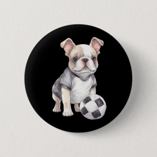 Cute French Bulldog Soccer Player Puppy 6 Cm Round Badge
