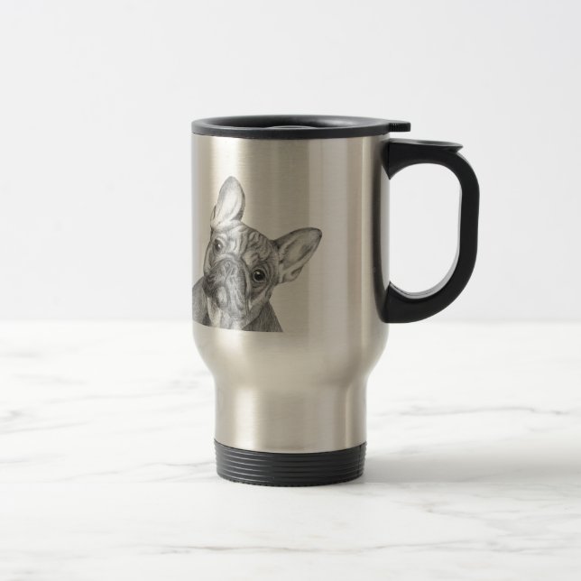 Cute French Bulldog stainless steel travel mug (Right)