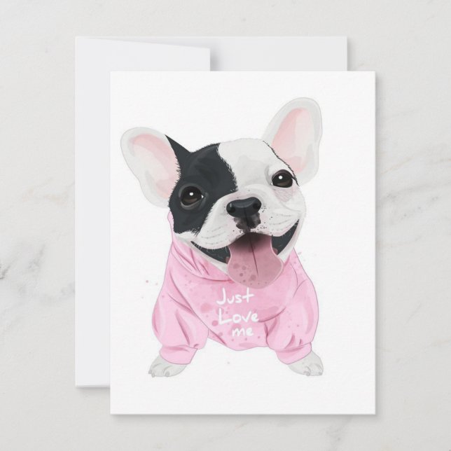 Cute French Bulldog Stuck | Just Love Me Invitation (Front)