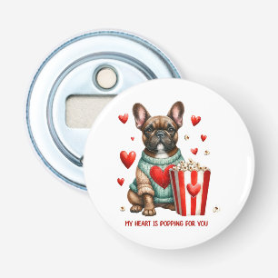Cute French Bulldog Valentines Day heart Bottle Opener
