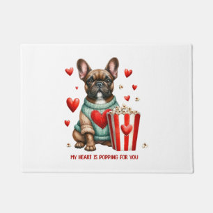 Cute French Bulldog Valentines Day heart Doormat