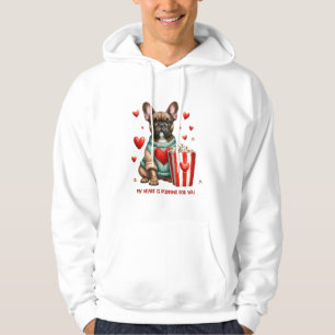 Cute French Bulldog Valentines Day heart Hoodie