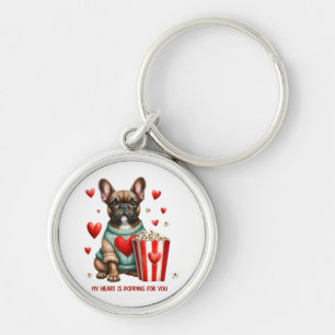 Cute French Bulldog Valentines Day heart Key Ring