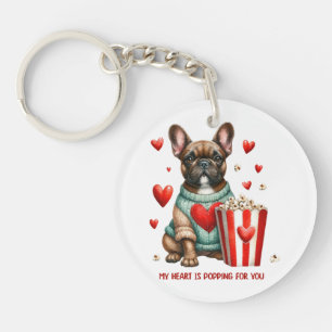 Cute French Bulldog Valentines Day heart Key Ring