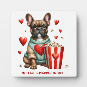 Cute French Bulldog Valentines Day heart Plaque
